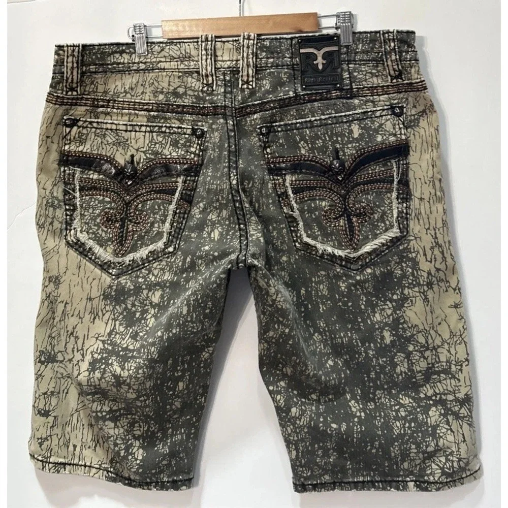 RARE Rock Revival Y2K Grunge Bolton Denim Jean Shorts Mens Size 40 Jorts‎ Clean